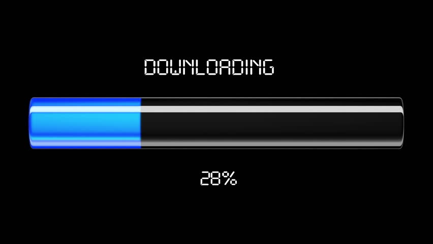 Downloading and uploading process animation with percentage. Blue color. HD 1080.