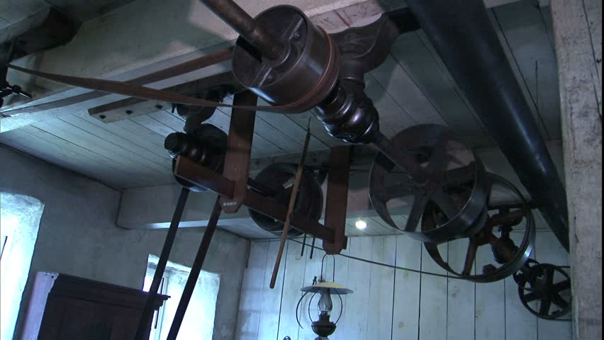 Slater Mill Belt Driven wheels turning, Pawtucket, RI