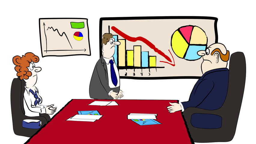 Businessman presenting losses to the boss