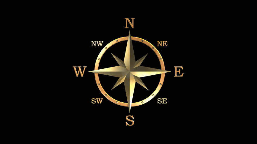 Wind rose compass with spinning pointers