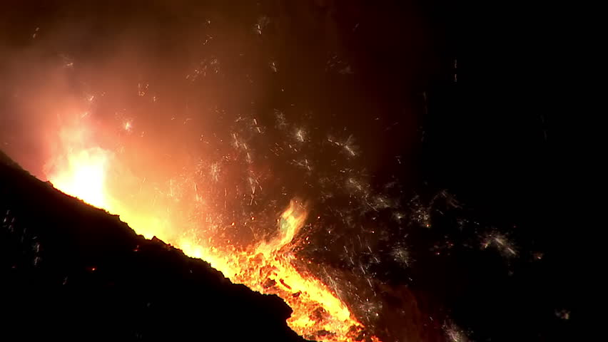 Blast furnace. Smelting iron.
Sparks from the furnace.
