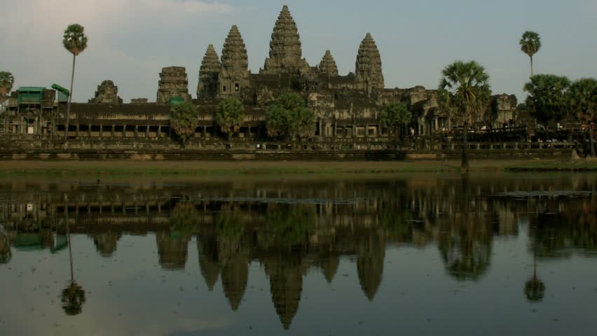 Timelapse day to night of Angkor Wat, Cambodia, Siem Reap.