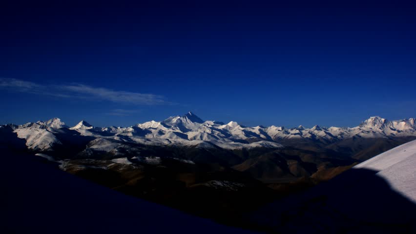 Timelapse of Mount Everest landscape sunrise, Tibet.