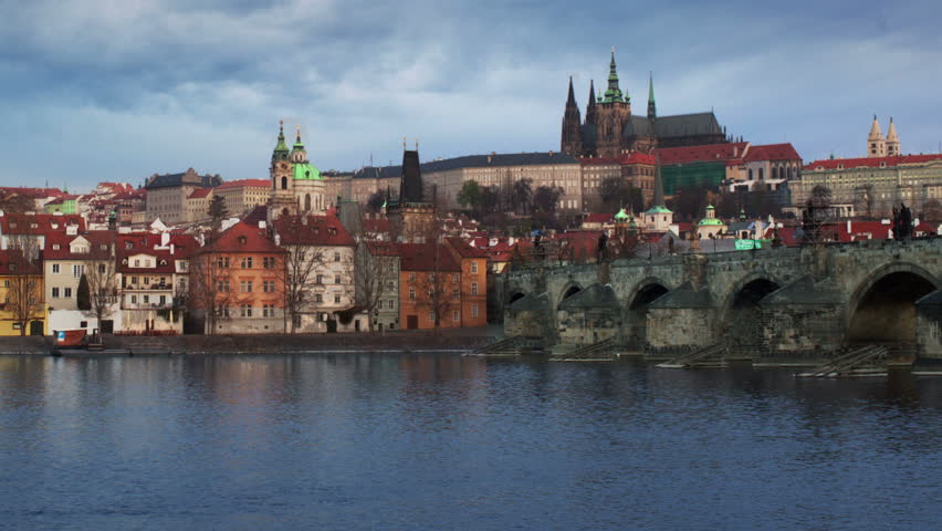 Panorama of Charles bridge, Prague, Czech Republic