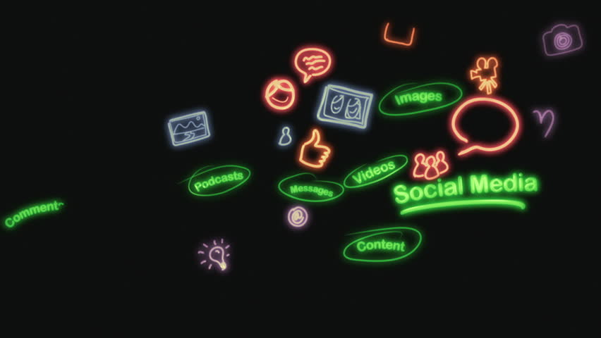 Social Media Neon Scribblings