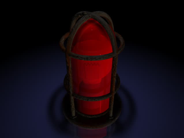 Computer-generated animated loop depicting a flashing red light (concept: danger or warning)