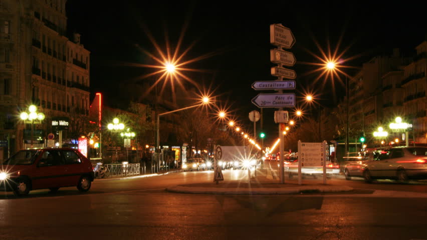 time-lapse of marseilles urban scene, with light trails and streaks