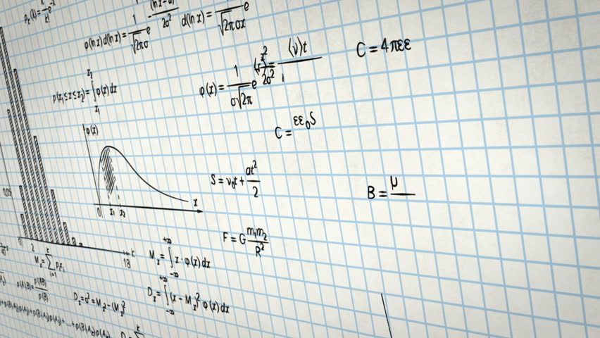 math physics formulas on squared paper panning. computer generated loopable motion background