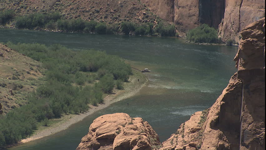 boat parked on Colorado river to Colorado river and glen canyon