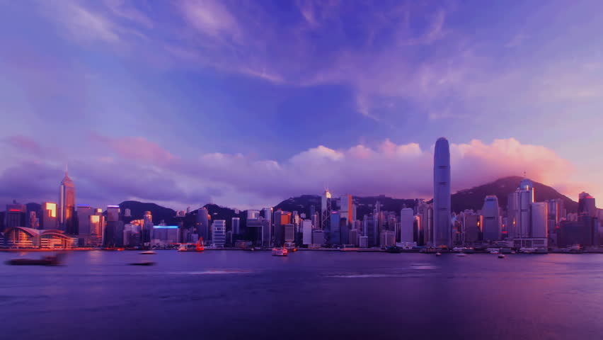 Time-lapse - Hong Kong Harbour sunset