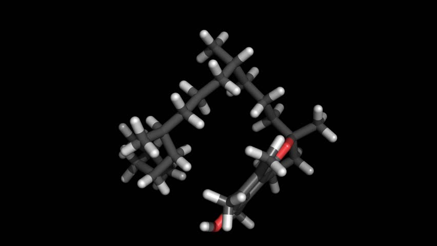 Stick representation of a vitamin E molecule on black