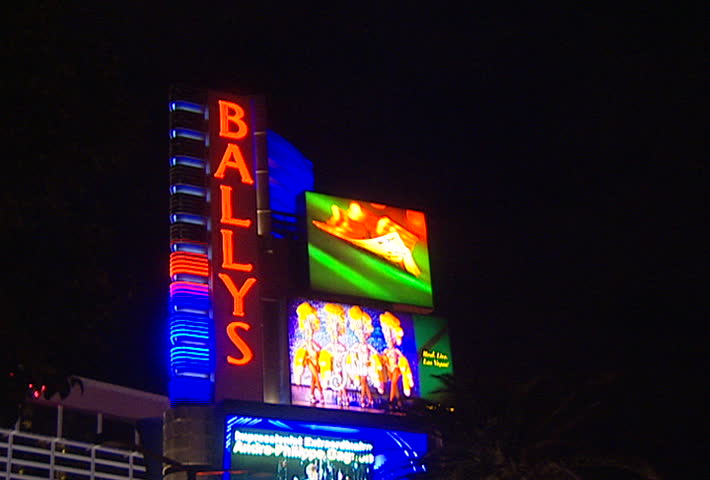 LAS VEGAS - Circa 2002: Bally's hotel and casino sign with blackjack hand.