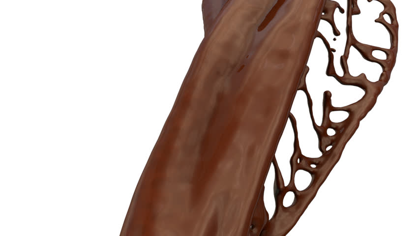 close-up view of flowing chocolate, with alpha channel (FULL HD)