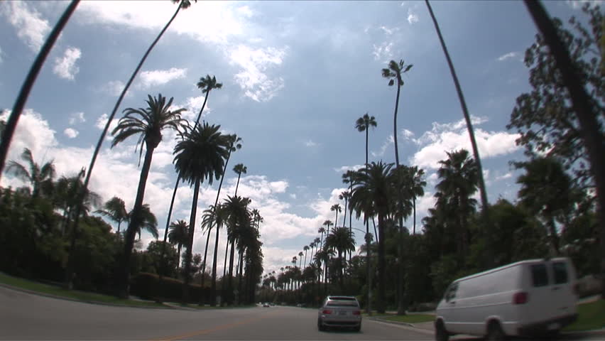 View of Beverly Hills from a moving car in Los Angeles United States