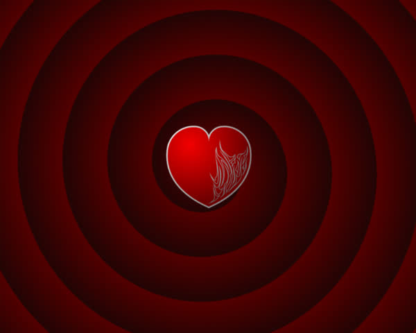 fireheart -animated heart on spiral background. blue -chromakey.(PAL version)
