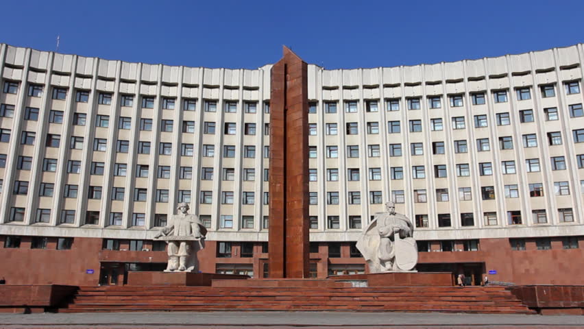 IVANO-FRANKIVSK, UKRAINE - MARCH 23: Monument in front of Ivano-Frankivsk Regional State Administration after reunification of Western and Soviet Ukraine on March 23, 2012 in Ivano-Frankivsk, Ukraine