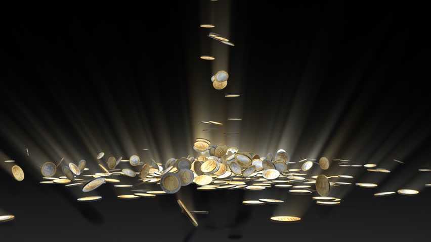 EUR coins falling, camera rotation