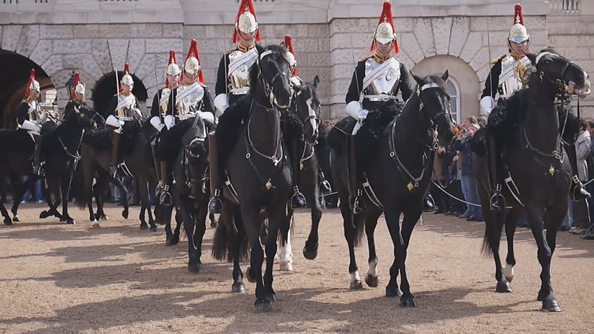 LONDON - APRIL 20: Members of the Household Cavalry on duty at Horse Guards during Changing of the Guard ceremony in London on April 20, 2012. The Cavalry are the lifeguards of Queen Elizabeth II.