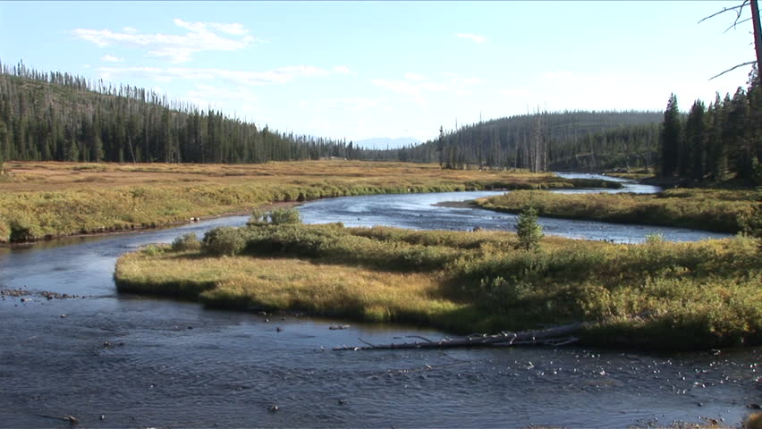 View of a Yellowstone mountain river in Wyoming United States
