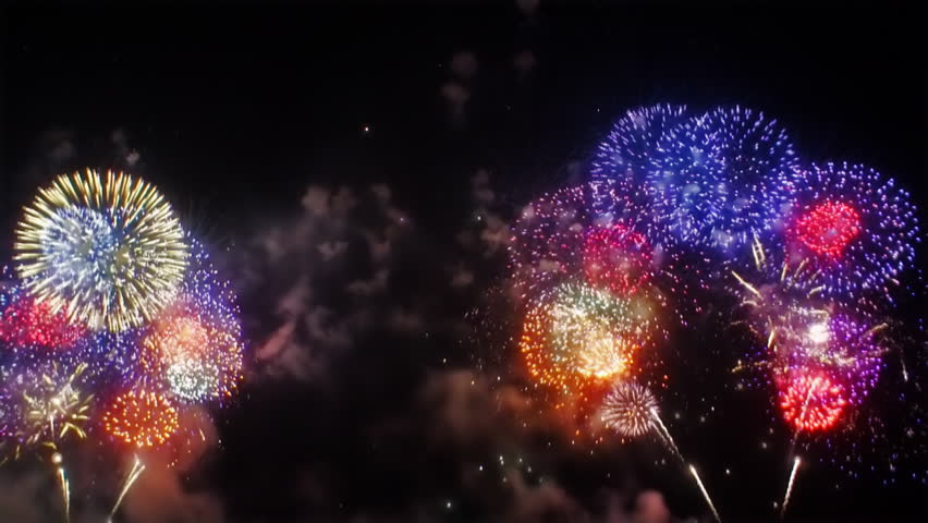 Colorful Fireworks At Holiday Night HD 1080p Stock Footage ...