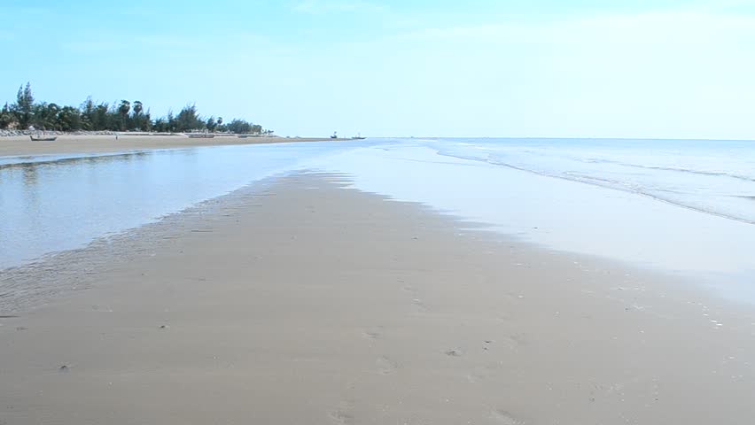 sand beach and wave in Gulf of Thailand