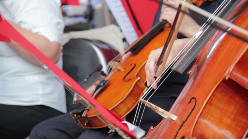 Musician playing on a contrabass