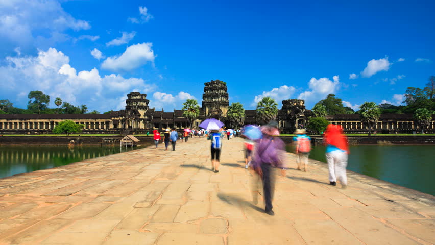 SIEM REAP - OCT 21: Timelapse view of a Neak Pean temple at Angkor. 21 October 2011 in Siem Reap, Cambodia.