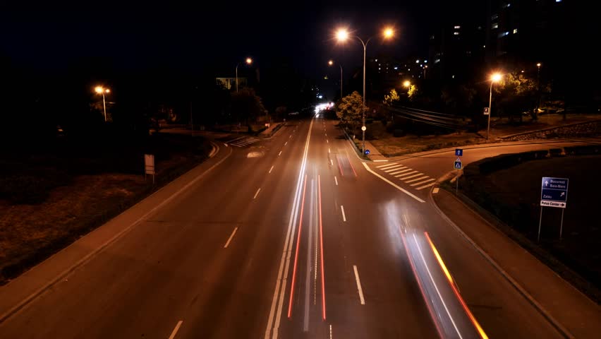 Night cityscape HD time lapse with traffic lights