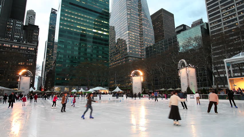 NEW YORK, NEW YORK - CIRCA MAY 2011: Ice Skating rink in Bryant Park at Christmas in New York City
