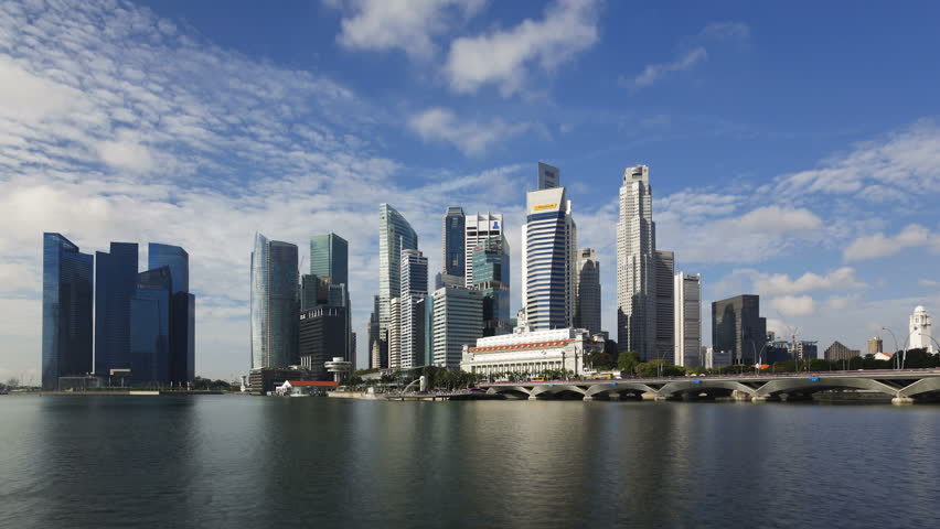 SINGAPORE - CIRCA MAY 2011: City Skyline view across Marina Bay to the Financial and Business district of Singapore.