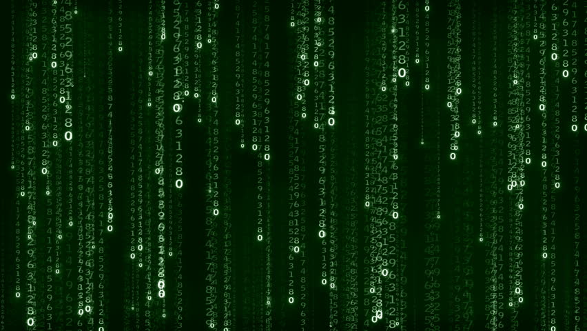 Numbers vertical motions with matrix style and green color