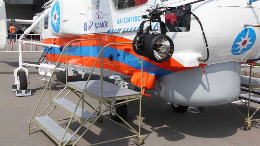 MOSCOW - MAY 21: Helicopter of Ministry of Emergency Situations stands on exhibition of helicopter industry of Helirussia in Exhibition center Expo Crocus, on May 21, 2012 in Moscow, Russia