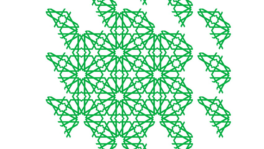 A traditional islamic pattern made from repeating and rotating a shape.