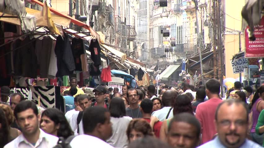 RIO DE JANEIRO, BRAZIL - CIRCA 2010: Very Crowded Marketplace in Favela of Rio De Janeiro, Brazil 3