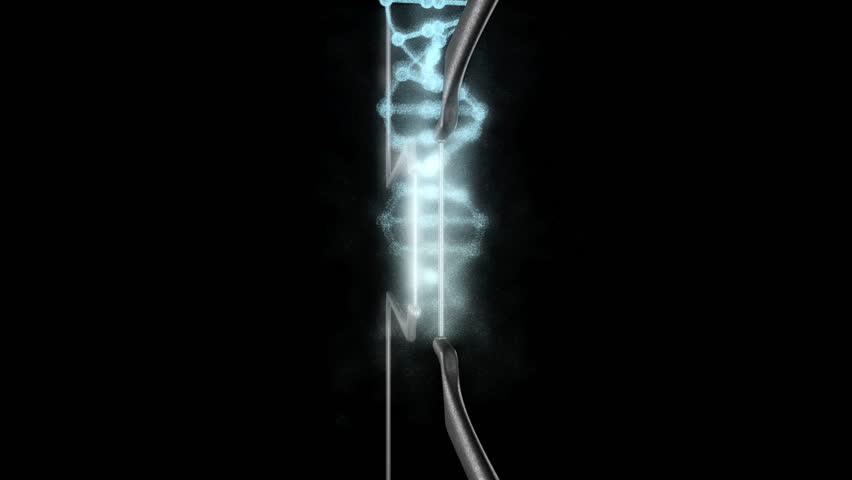 A molecule of DNA is fabricated by a stream of particles.