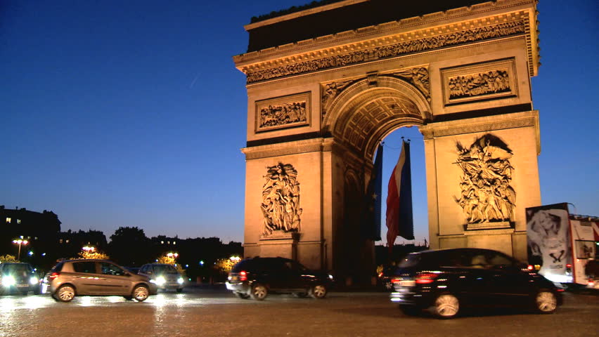 Arc de Triomphe in Paris,France at night