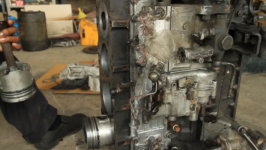 Repairing the engine.