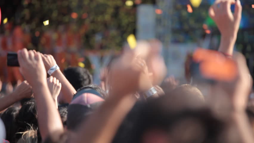 People enjoying open air rock concert