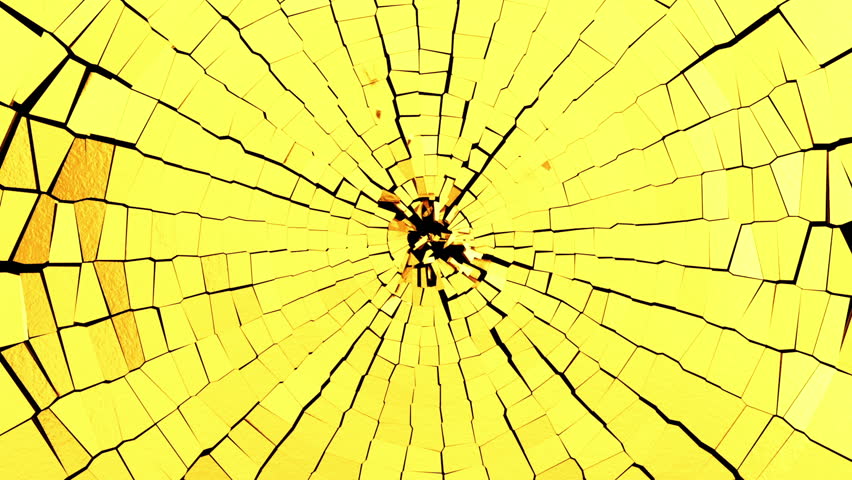 Broken golden glass: destruction with shallow DOF