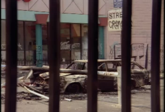 LOS ANGELES-CIRCA APRIL/MAY 1992-Massive destruction during the LA riots in 1992.
