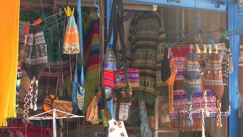 Souvenir hats and bags from Peru