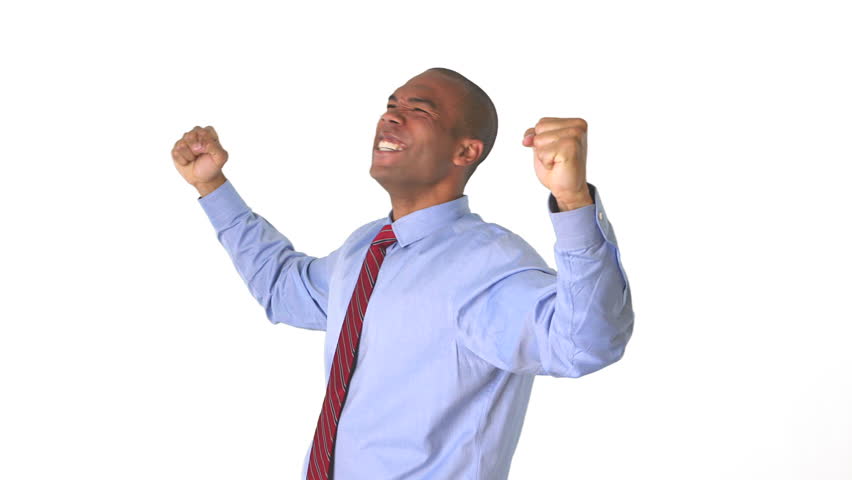 Young businessman celebrating