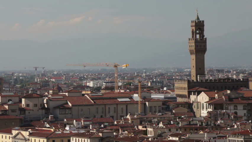 Italy. Florence. View of the city on top, midday sun