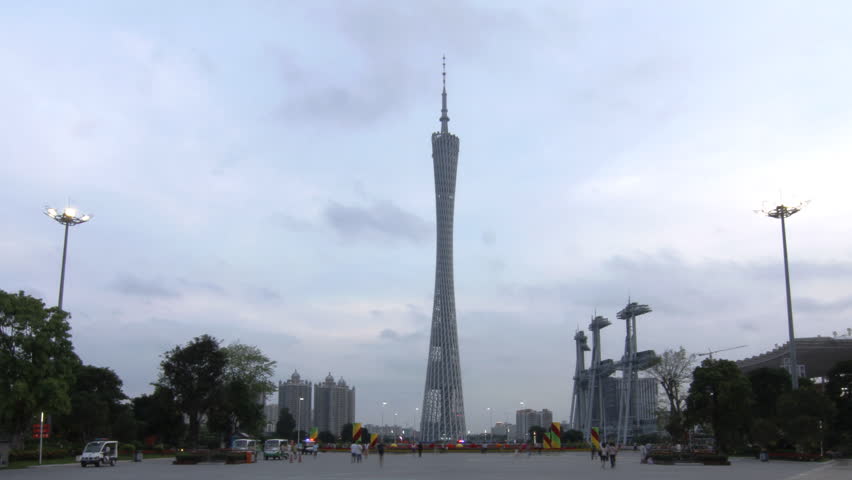 GUANGZHOU - MAY 12: Time lapse of Guangzhou Flower City Plaza Day to Night (Guangzhou Flower City Plaza located in Zhujiang New Town) on MAY 12, 2012 in Guangzhou, China.
