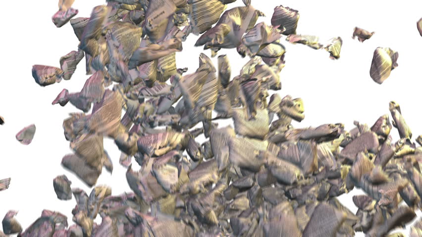 Crumpled Documents falling, video transition