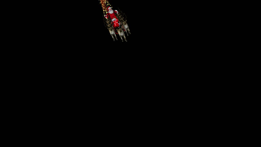 Santa and Sleigh Overhead view. Comes with Alpha Matte.