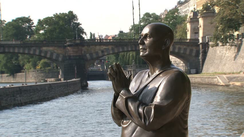 Prague, Czech Republic - July 2012: The statue of Harmony which sits along the Vltava river
