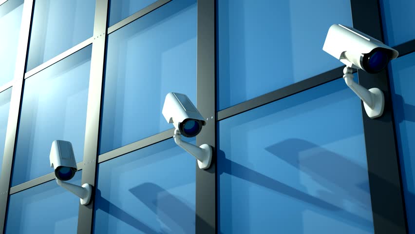 three security camera in action
