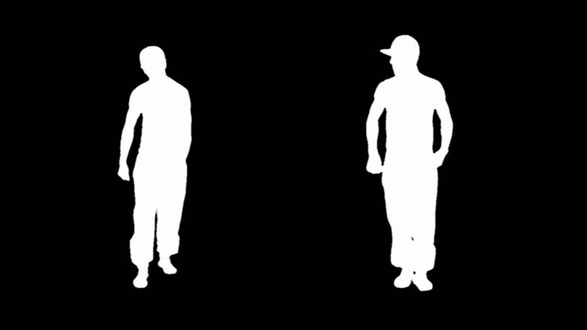 Silhouette of a young man break dancing isolated on black.
You can use this clip as alpha matte therefore making it any color you like.