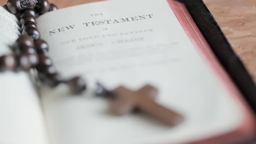 Bible and Rosary rack focus